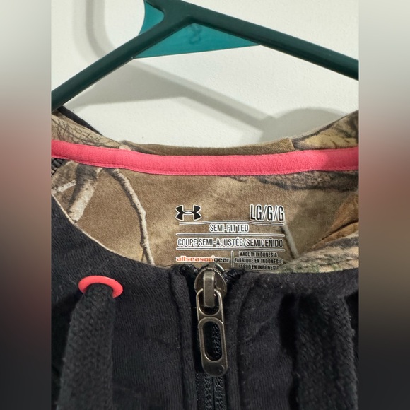 LG Black Hoodie with Camo and Pink Accents - Picture 2 of 3